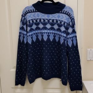 St Johns Bay Women Fair Isle Print Navy  Sweat